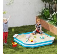 AIYAPLAY Bac à sable en bois, bac à sable pour enfants 3-6 ans avec 4 sièges, 133 x 133 x 16 cm, bleu