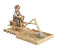 AIYAPLAY Bac à sable en bois pour enfants avec pelleteuse, bac à sable pour enfants avec siège pivotant à 360° et revêtement en non-tissé, sans moteur, bac à sable pour enfants de 3 à 6 ans, 184 x 90