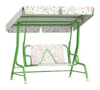 AIYAPLAY Balancelle de jardin extérieure 2 places avec auvent réglable harnais de sécurité et jolis motifs Vert 112 x 75 x 120 cm