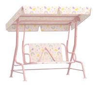 AIYAPLAY Balancelle de jardin pour enfants de 3 à 6 ans, 2 places, avec toit pare-soleil réglable, ceinture de sécurité, rose, 110 x 74 x 113 cm