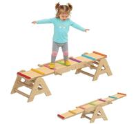 AIYAPLAY Balançoire 2-en-1 équilibre enfants poutre bois 133x38x24 cm | Balançoire bascule, jardin, planche équilibre intérieur/extérieur, set équilibre enfants.