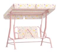 AIYAPLAY Balançoire de Jardin pour Enfants, 2 Places, Rose | Auvent réglable, ceinture de sécurité, banc hamac, patio, porche, jardin