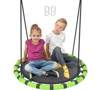 AIYAPLAY Balançoire nid Ø100 cm Balançoire disque Réglable Balançoire enfant Balançoire suspendue jusqu'à 150 kg, pour enfants de 3 à 8 ans, Noir