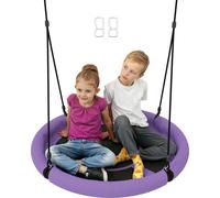 AIYAPLAY Balançoire nid Ø98 cm Réglable Balançoire enfant jusqu'à 100 kg, Balançoire assiette Balançoire de jardin pour enfants de 3 à 8 ans, Extérieur, Violet