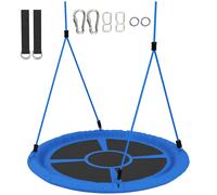 AIYAPLAY Balançoire nid d'oiseau, balançoire pour 2 enfants avec cordes réglables en hauteur, siège rond Ø 80 cm, bleu