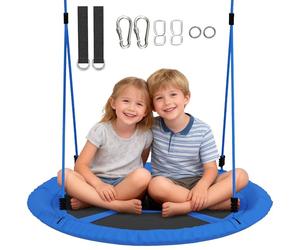 AIYAPLAY Balançoire nid d'oiseau, balançoire pour 2 Enfants avec Cordes réglables en Hauteur, siège Rond Ø 80 cm, Charge 200 kg, Aire de Jeux extérieure pour Jardin, terrasse, arrière-Cour, Bleu