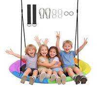 AIYAPLAY Balançoire nid d'oiseau réglable en hauteur - Diamètre : 120 cm - Charge maximale : 300 kg - Avec cordes réglables - Sangles d'arbres - Pour enfants de 3 à 8 ans - Pour l'extérieur et