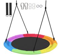 AIYAPLAY Balançoire-nid réglable Balançoire suspendue Ø 120 cm jusqu'à 300 kg pour enfants de 3-8 ans, 120 x 120 x 180 cm Multicolore