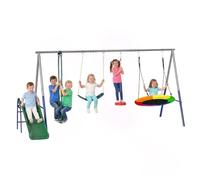 AIYAPLAY Balançoire Portique 5 en 1 avec Toboggan 350 Kg Multicolore