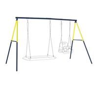 AIYAPLAY Balançoire portique pour Enfant avec Double balançoire, Aire de Jeu extérieure Cadre en Acier, pour 3-8 Ans, capacité de 150 kg, Bleu