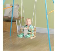AIYAPLAY Balançoire pour Enfants 9-36 Mois en Bois et Coton avec Corde Réglable et Coussin, 30x30x110-180 cm