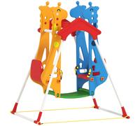AIYAPLAY Balançoire pour Enfants, Portique Balançoire Enfants 3-5 Ans avec Double Siège Face à Face, 114x94x134,5cm, Multicolore