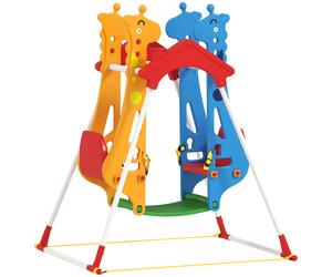 AIYAPLAY Balançoire pour Enfants, Portique Balançoire Enfants 3-5 Ans avec Double Siège Face à Face, 114x94x134,5cm, Multicolore
