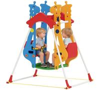 AIYAPLAY Balançoire pour Enfants, Portique Balançoire Enfants 3-5 Ans avec Double Siège Face à Face, Ceintures, Structure en Acier, Charge 30 Kg, pour Salle de Jeu, Chambre, Salon, Multicolore