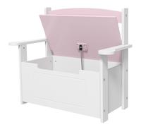 AIYAPLAY Banc de Rangement pour Enfants avec Dossier Couvercle Amortisseur Charge 30 kg pour Salles de Jeu 68,5x34x58 cm Rose et Blanc