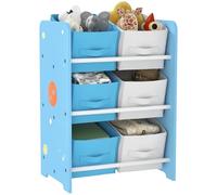 AIYAPLAY Bibliothèque enfant dès 3 ans avec 6 boîtes Bleu 43x30x60cm