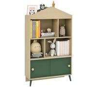 AIYAPLAY Bibliothèque Enfant Rangement Livre Enfant étagère Chambre Enfant Meuble de Rangement pour Jouets avec 4 niches, Placard pour Salle de Jeux, Chambre d'enfant, Salon - 80 x 30 x 140,5 cm Vert