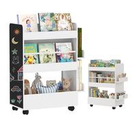 AIYAPLAY Bibliothèque Enfants 4 Étagères 3-8 Ans 66.5x32.5x86.5cm Blanc