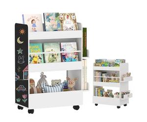 AIYAPLAY Bibliothèque Enfants 4 Étagères 3-8 Ans 66.5x32.5x86.5cm Blanc