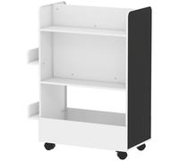 AIYAPLAY Bibliothèque pour enfant modulable, avec roulettes, rangement livres, étagères pour 3 à 8 ans en bois, MDF noir, blanc Aosom France