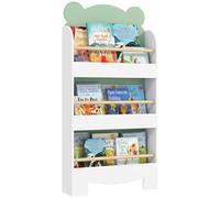 AIYAPLAY Bibliothèque pour Enfant, Rangement Livre Enfant 3 Niveaux, Meuble de Rangement en Forme d'ours, étagère Chambre Enfant pour Salle de Jeux, Chambre d'enfant, Vert
