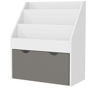 AIYAPLAY Bibliothèque pour enfants 3-8 ans à 3 niveaux avec tiroir inférieur, en MDF, 62.5x30x70 cm, Gris