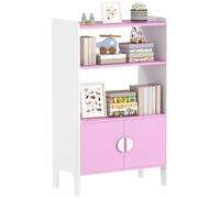 AIYAPLAY Bibliothèque pour enfants avec 2 étagères ouvertes, 2 armoires, étagère de rangement avec protection anti-basculement, pieds antidérapants, étagère à jouets pour chambre d'enfant, 60 x 35 x