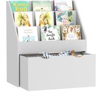 AIYAPLAY Bibliothèque pour enfants avec 3 niveaux d'étagères et un tiroir, pour la chambre, la nurserie, la salle de jeux, la salle de classe, gris