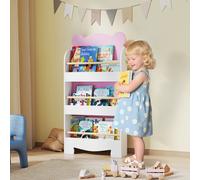 AIYAPLAY Bibliothèque pour Enfants avec 3 Niveaux en Forme d'Ours avec Barrières Frontales, 55x15x110 cm, Rose