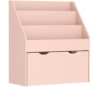 AIYAPLAY Bibliothèque pour enfants Multi-Rangement avec 3 niveaux d'étagères et un tiroir, 62,5L x 30l x 70H cm, rose