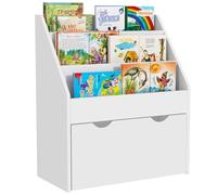 AIYAPLAY Bibliothèque pour Enfants Rangement pour Livres et Jouets Multi-Rangement avec 3 Niveaux d'étagères et tiroir, 62,5L x 30l x 70H cm, Blanc