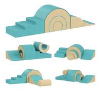 AIYAPLAY Blocs de Construction en Mousse pour Enfants 5 pièces Vert+Sable | Ensemble de blocs géants souples en similicuir, pour l'escalade et la construction.