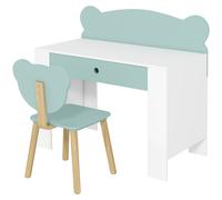 AIYAPLAY Bureau enfant avec chaise, table enfant et chaise avec tiroir et large plateau, 80 x 41 x 74,5 cm, vert