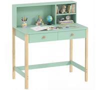 AIYAPLAY Bureau Enfant en Bois, Bureau avec Rangement, 2 Tiroirs et 3 Compartiments Ouverts, Plateau Large de 75H cm, Table pour Étude, Lecture, Dessin, Filles et Garçons de 5 à 12 Ans, Vert