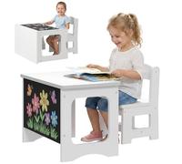 AIYAPLAY Bureau et Chaise pour Enfant Plateau Réversible 3 à 6 Ans Blanc