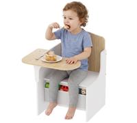 AIYAPLAY Bureau et Chaise pour Enfants avec Bac de Rangement 3-5 Ans Blanc | Ensemble Table d'Activité 2-en-1, Dessin, Lecture, Jeux