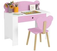 AIYAPLAY Bureau et Chaise pour Enfants, Motif Ours Rose