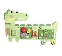 AIYAPLAY Busy Board Jouet, Tableau d'Activités Murale Dinosaure, Planche Motricité Bébé Educatif pour Garcon Fille 2+ Ans, Vert