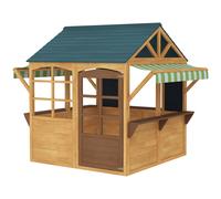 AIYAPLAY Cabane enfant extérieur pliable avec porte, fenêtres, stations de service, capes de pluie, tableaux noirs, jaune