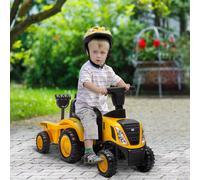 AIYAPLAY Camion Jouet pour Bébés 12-36 Mois avec Pelle et Remorque, en PP et Métal, 91x29x44 cm, Jaune