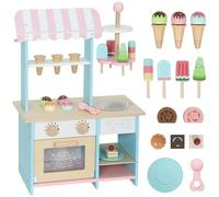 AIYAPLAY Chariot à glace pour enfants Glacier pour enfants 17 pièces de glace Cuisine pour avec accessoires de cuisine, comptoir de glace Cuisine de jeu magasin de glace pour Jeux de
