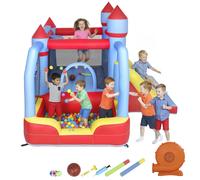 AIYAPLAY Château gonflable 5 en 1 avec souffleur, parc aquatique structure gonflable, toboggans, trampoline, multicolore