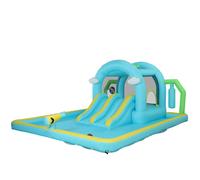 AIYAPLAY Château Gonflable Aquatique 7 en 1 avec Souffleur 2 Toboggans Trampoline Piscine Panier Colonne de Boxe 426x360x198 cm