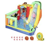 AIYAPLAY Château gonflable aquatique avec souffleur 550W 9 en 1 avec toboggan Trampoline Escalade 2 Piscines Panier Colonne de Boxe