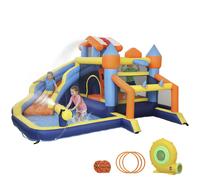 AIYAPLAY Château gonflable avec souffleur 8 en 1, parc aquatique, toboggan, trampoline, piscine à balles, multicolore