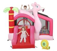 AIYAPLAY Château gonflable pour enfants avec gonfleur toboggan trampoline piscine à balles panier de basket 255x230x196cm