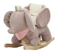 AIYAPLAY Cheval à bascule pour bébés avec son d'éléphant et ceinture de sécurité 3 points Base en bois marron