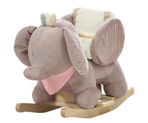 AIYAPLAY Cheval à bascule pour bébés avec son d'éléphant et ceinture de sécurité 3 points Base en bois marron