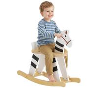 AIYAPLAY Cheval à Bascule pour Enfant Base en Bois Dossier Noir et Blanc | Jouet à Bascule pour Enfant, Facile à Monter, Cadeau Fille & Garçon 18 Mois à 3 Ans