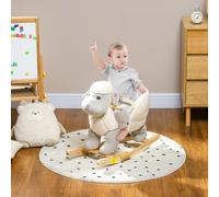 AIYAPLAY Cheval à bascule pour enfant, jouet à bascule en peluche, en forme d'agneau, à effets sonores, 68L x 35l x 55H cm gris